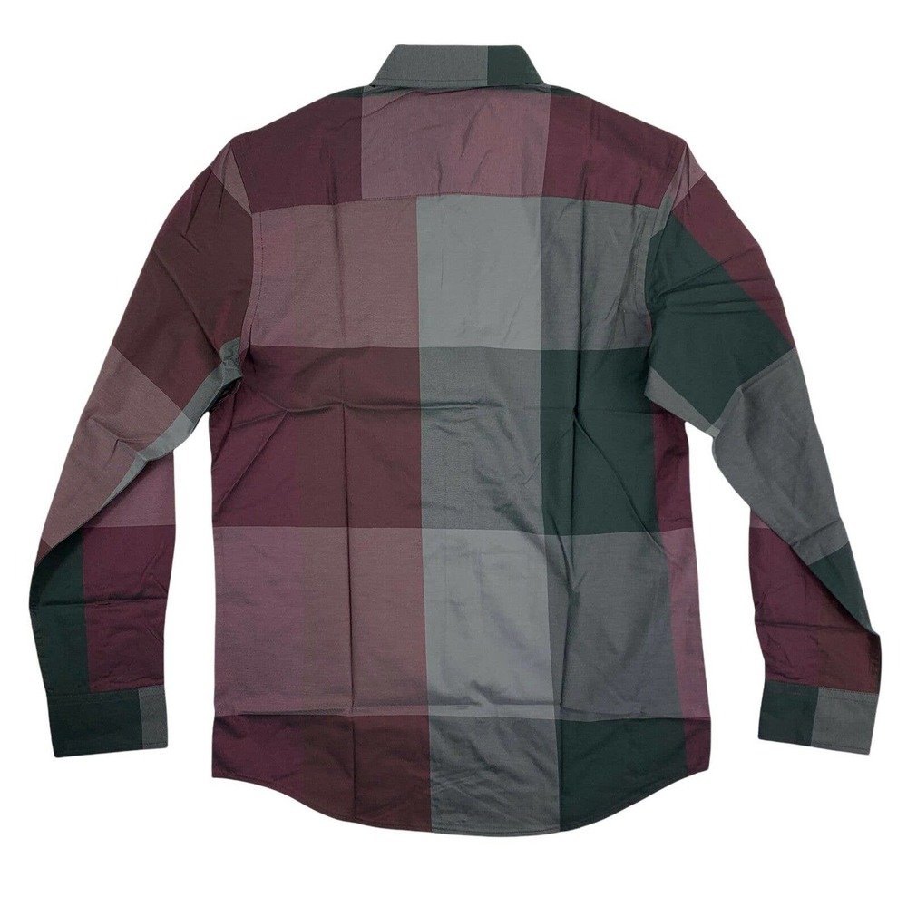 Alfani Mens Woven Plaid Classic Fit Long Sleeve Button Down Shirt Port Purple S - Picture 2 of 3